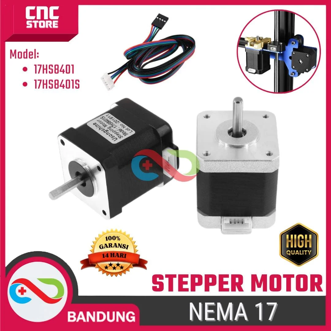 Nema 17 Stepper Motor 17HS8401S Dual Shaft 1.8A with Plug+kbl
