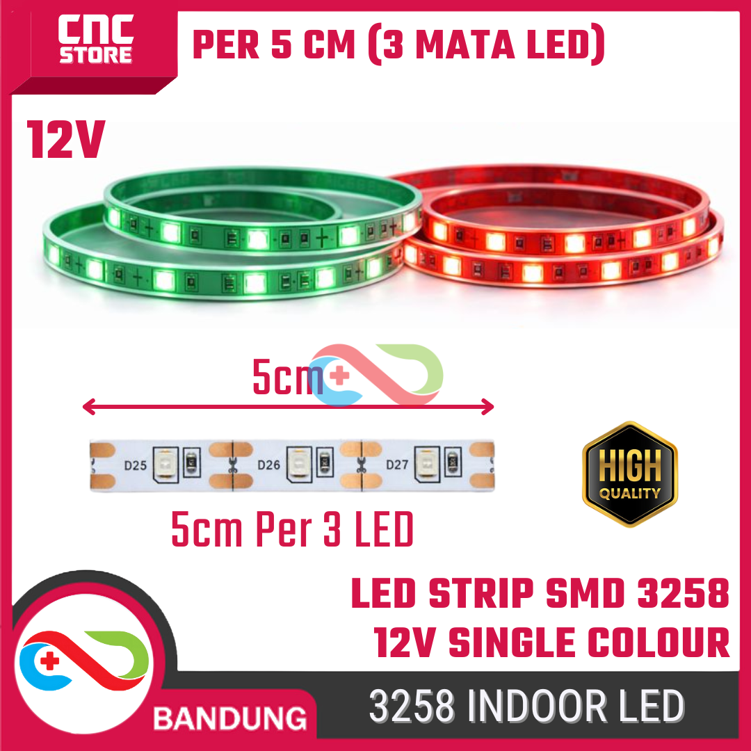 Lampu LED Strip SMD 3528 Single Colour DC 12V IP33 ( INDOOR ONLY ) – Hijau Merah – PER 5CM