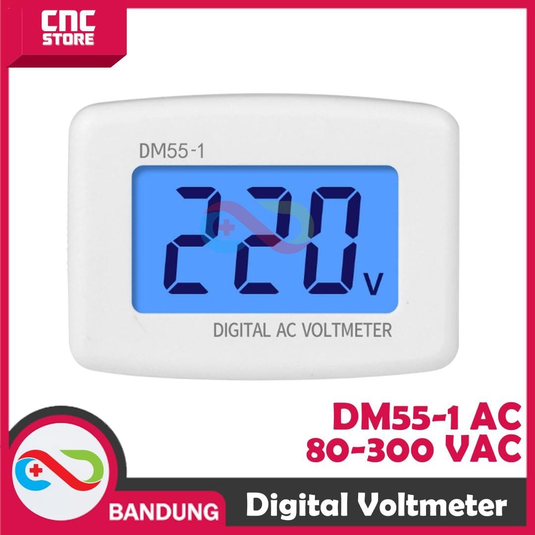 VOLTMETER DIGITAL AC 80-300V DM55-1 VOLTASE STOP KONTAK RUMAH TEGANGAN PLN