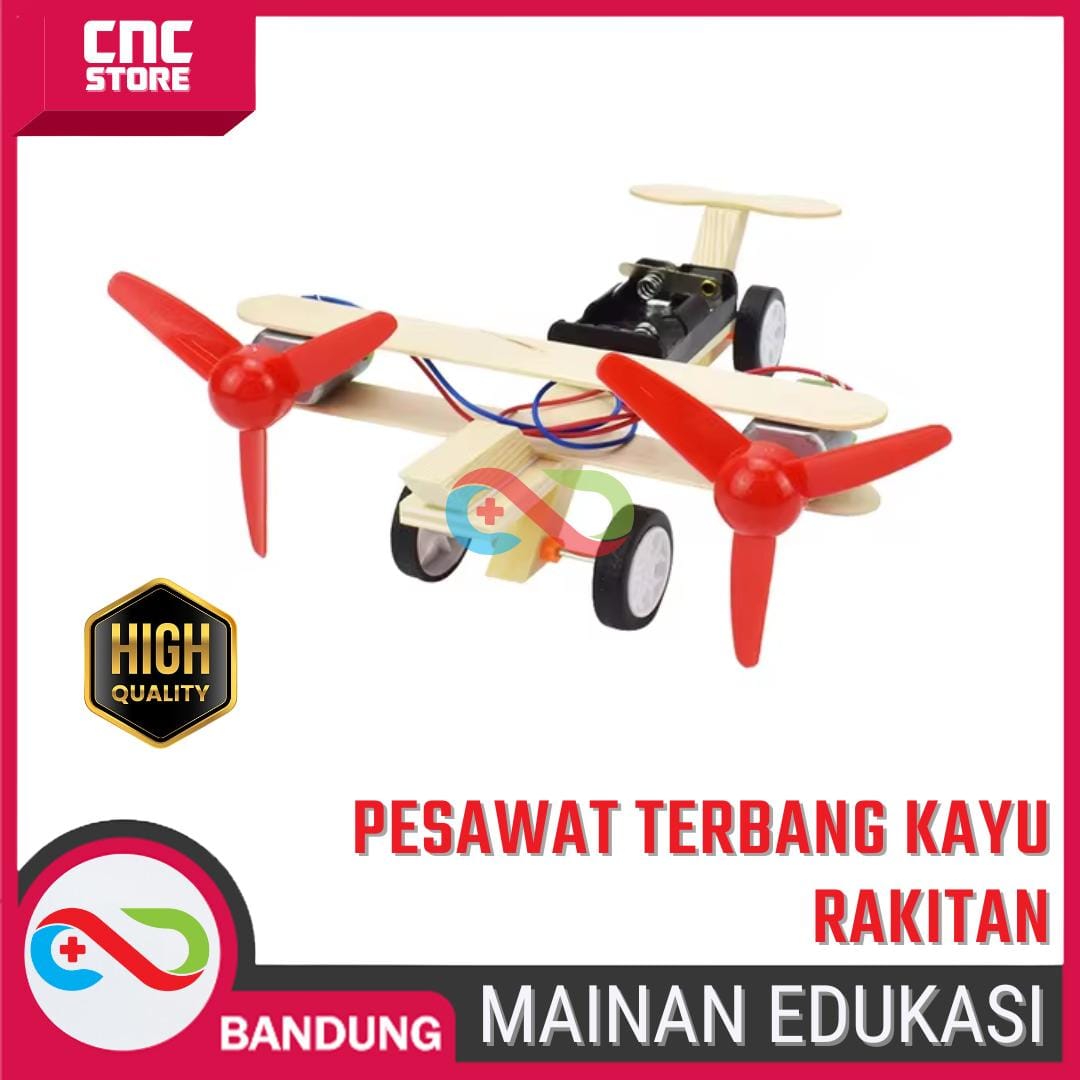 MAINAN EDUKASI PESAWAT TERBANG 2 BALING KAYU RAKITAN STEM DIY