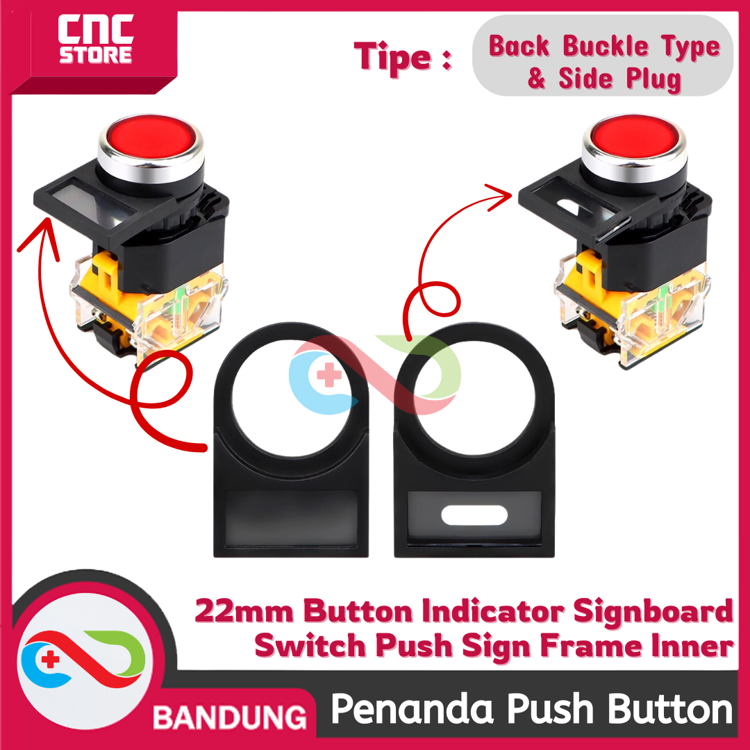 PLAT NAMA/ LABEL PENANDA PUSH BUTTON – 22mm BUTTON INDICATOR SIGNBOARD SWITCH PUSH SIGN FRAME INNER PLUG-IN BACK SIDE