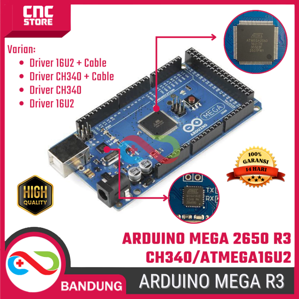 id-11134207-7ra0m-mdvenqvgqa2k65 Arduino Mega 2560 R3 Development Board – CH340/ATmega16U2 + USB Cable – Kompatibel Proyek Robotik & Otomasi - A - Gambar 1